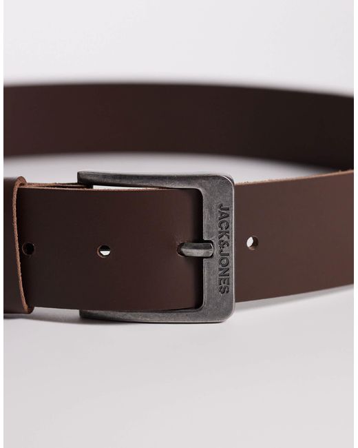 Jack & Jones – brauner ledergürtel in Brown für Herren