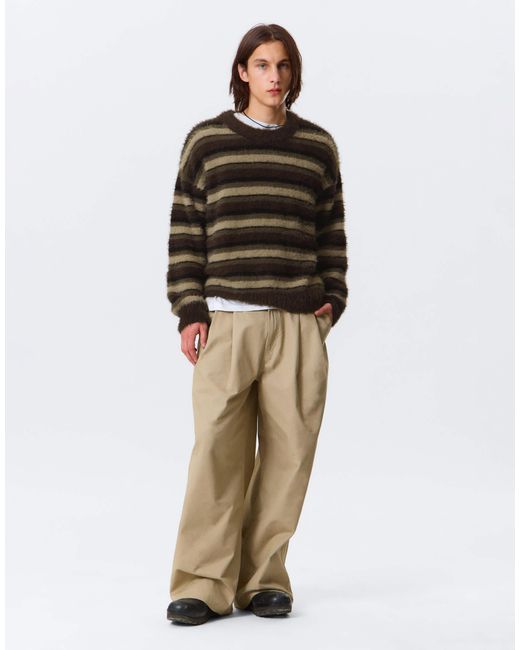 Pull oversize en maille duveteuse rayée - marron Weekday pour homme en coloris Multicolor