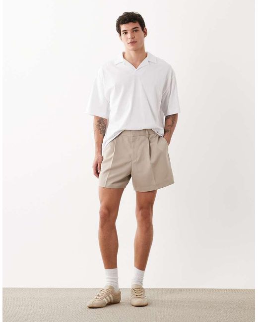 ASOS White Smart Wide Cropped Shorts for men