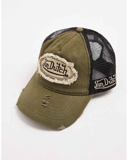Von Dutch Green Von Denim Trucker Cap for men
