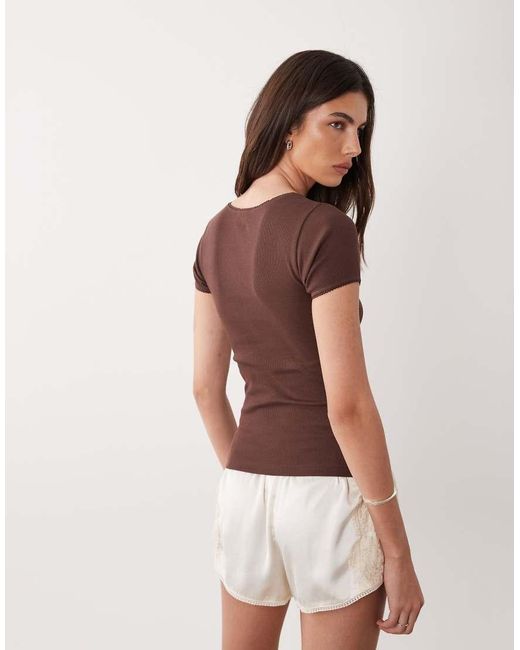 Jdy Brown Scoop Neck T-shirt