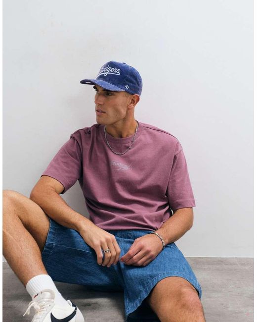ASOS Purple Heavyweight Relaxed T-shirt With Street Graphic for men