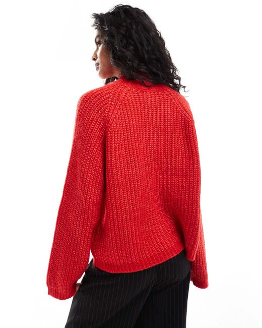Pieces Red – hochgeschlossener pullover