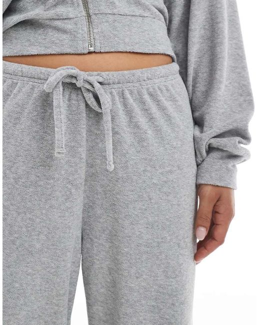 4th & Reckless Gray Towelling Tie Waist Wide Leg Joggers Co-Ord