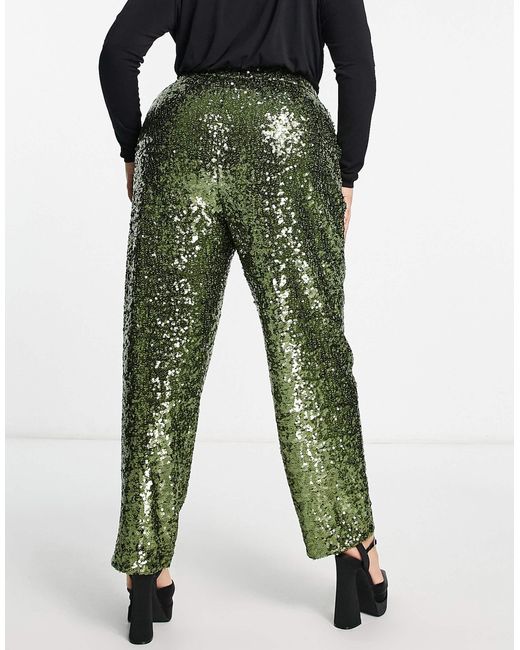 ASOS Green Asos Design Curve Sequin Slouchy Pants