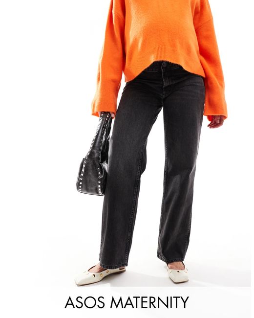 Asos design maternity - jean dad large - délavé ASOS en coloris Black