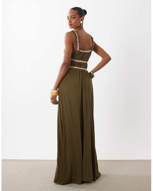 ASOS Multicolor Shirred Contrast Binding Midi Dress