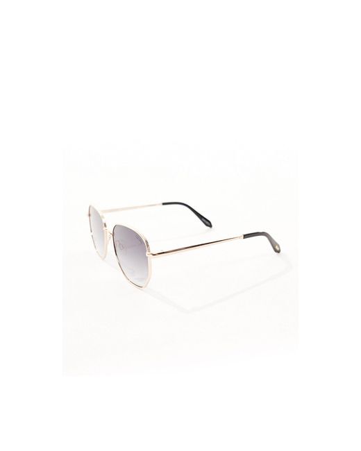 Quay - big time - occhiali da sole rotondi neri e oro con montatura testurizzata di Quay in Brown