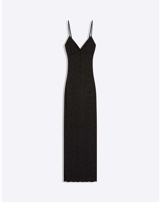 Bershka Black Lace Strap Midi Dress