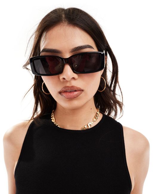 Le Specs Black Cruel Intentions Rectangle Sunglasses