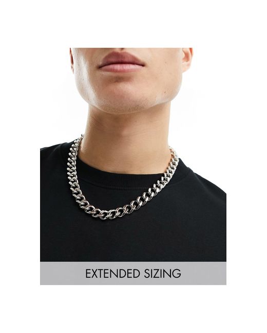 ASOS Black Waterproof Stainless Steel Short Chunky 13mm Neck Chain With Clasp for men