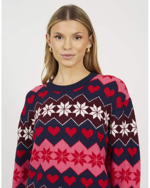 Brave Soul Red Fairisle Christmas Jumper
