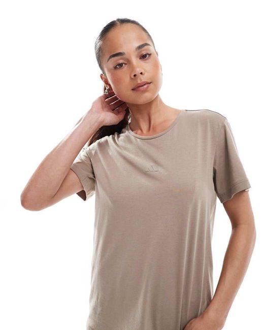 Adidas Originals Brown Adidas Training Yoga Essentials Tee