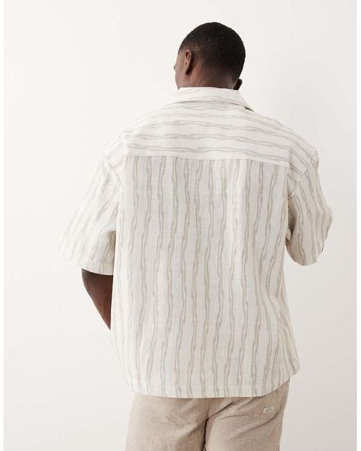 ASOS White Boxy Abstract Stripe Shirt for men