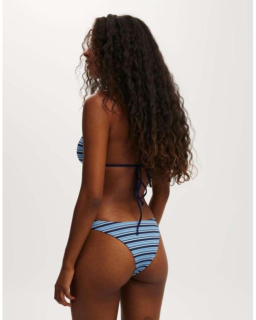 Cotton On Blue Dip Front High Side Brazilian Bikini Bottom