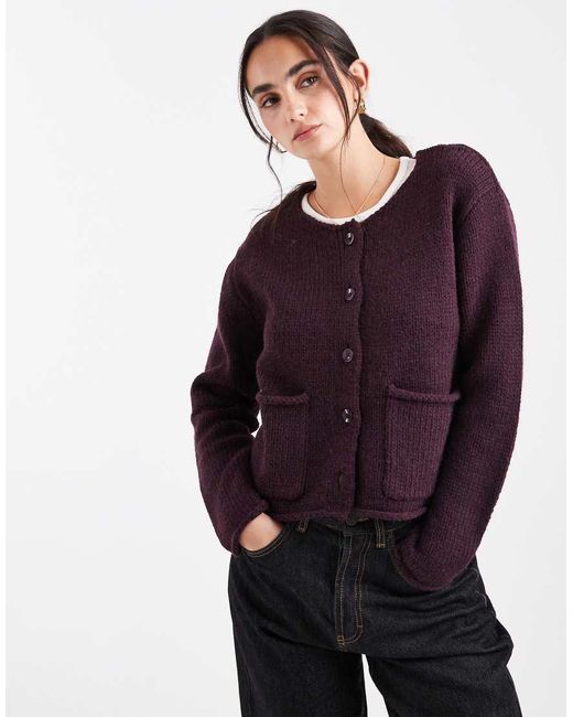 Miss Selfridge Purple Pocket Detail Cardigan