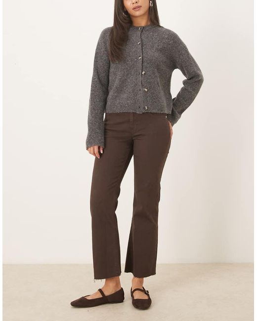 Mango Natural Sienna Cotton Mix Frayed Hem Kickflare Jean