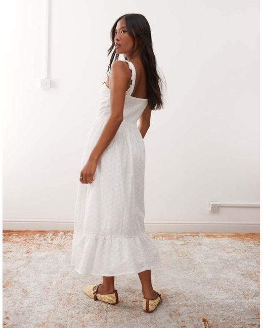 Miss Selfridge White Broderie Milkmaid Maxi Dress