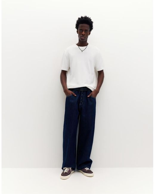 Pull&Bear White Short Sleeve Jumper for men