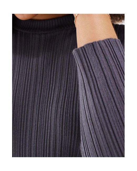 Pimkie Blue Ribbed High Neck Top