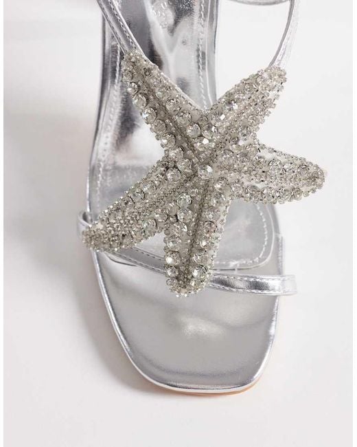 Public Desire White Lumi Heeled Sandals With Embellished Starfish
