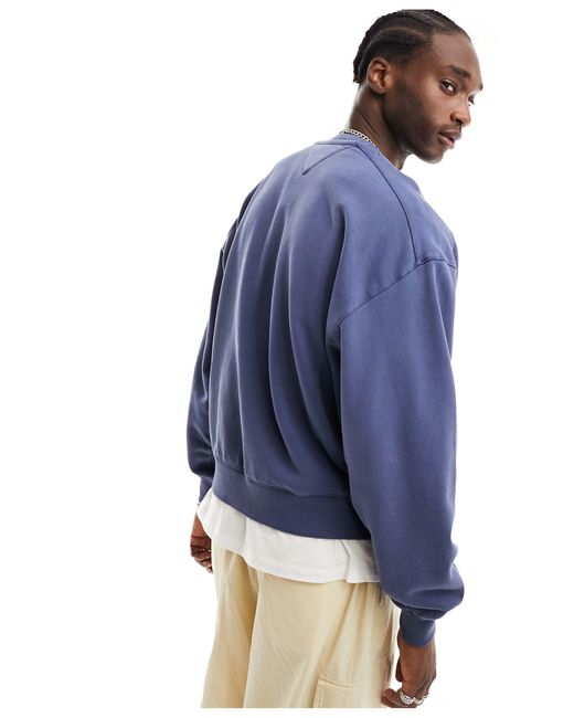 Tommy Hilfiger Blue Boxy Luxe Varsity Crewneck Sweatshirt for men