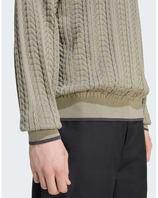 Adidas Originals Gray Cable Knit Crewneck Sweatshirt for men