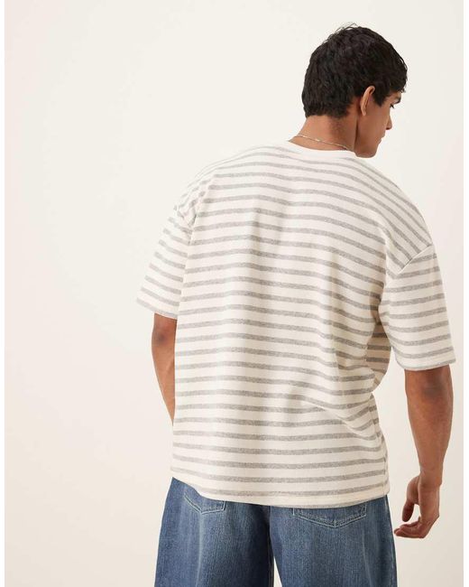 ASOS White Oversized Heavyweight Striped T-Shirt for men