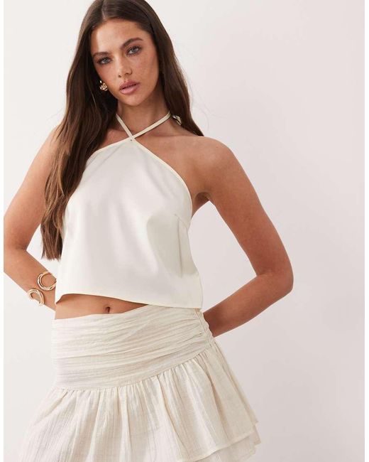 The Frolic White Exclusive Halterneck Tie Back Top