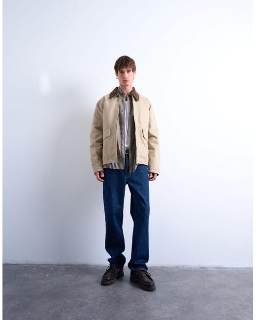 Topman Natural Padded Canvas Jacket for men