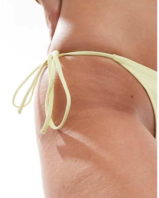 Monki Yellow Mix And Match Tie Side Bikini Bottoms
