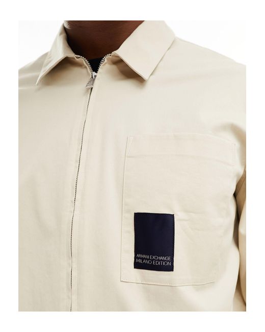 Armani Exchange – locker geschnittene hemdjacke in Black für Herren