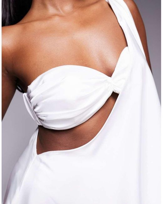 Vestido Corto Blanco Asimétrico De Satén Anthia De The Dolls House de color White