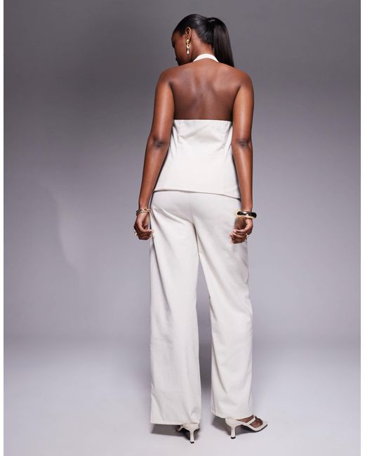 Princess Polly Gray Tailored Halterneck Button Through Waistcoat And Wide Leg Pants Full Set