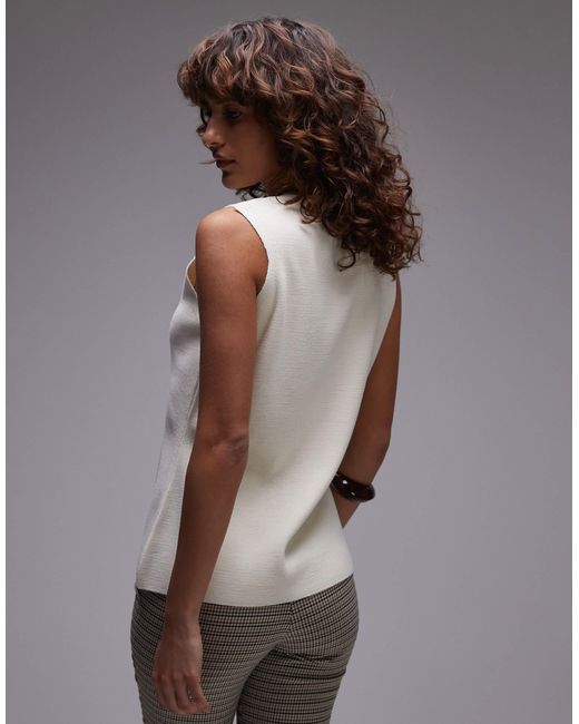 TOPSHOP Red Longline Compact Knit Waistcoat