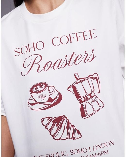 The Frolic Gray Exclusive Cotton Dropped Shoulder 'coffee' Graphic Front Oversized T-shirt