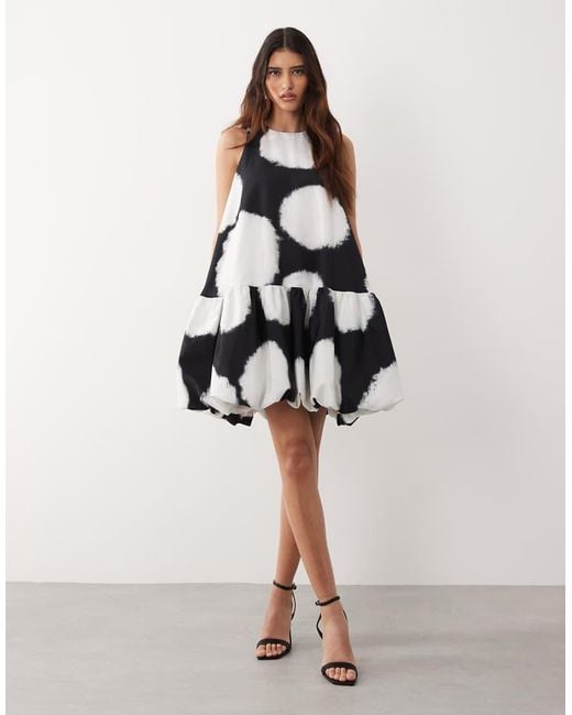 ARRANGE White Trapeze Bubble Hem Mini Dress