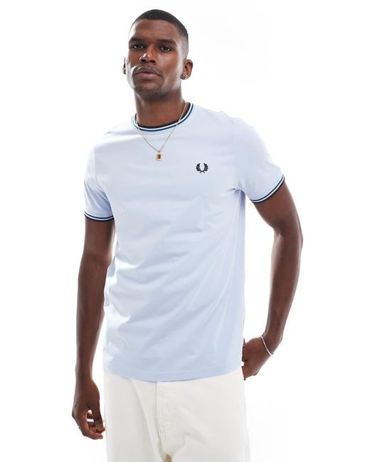 Camiseta Azul Con Dos Rayas De Fred Perry de hombre de color Blue