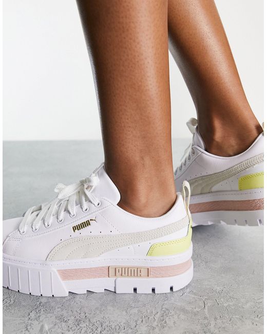 Puma white cheap platform trainers
