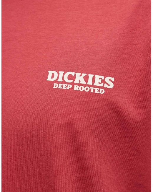 Dickies Red Sunflower Back Print T-Shirt for men