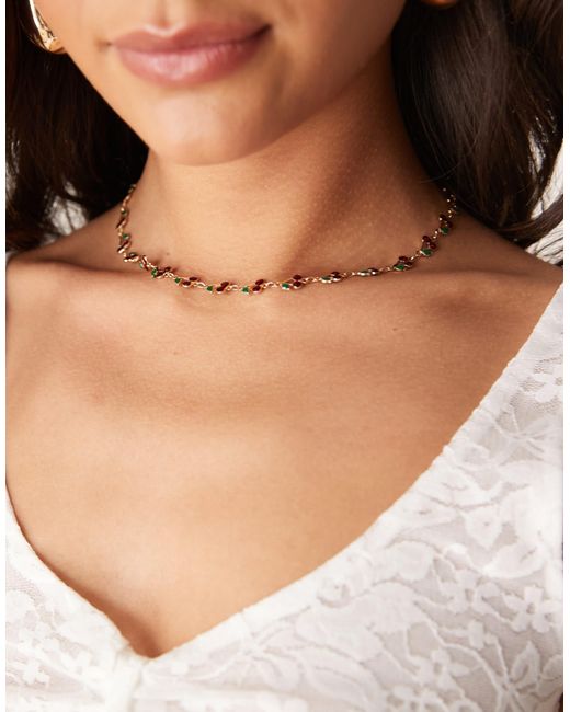 ASOS Natural – kurze halskette mit glitzernden kirsch-verzierungen