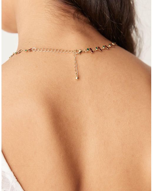 ASOS Natural – kurze halskette mit glitzernden kirsch-verzierungen