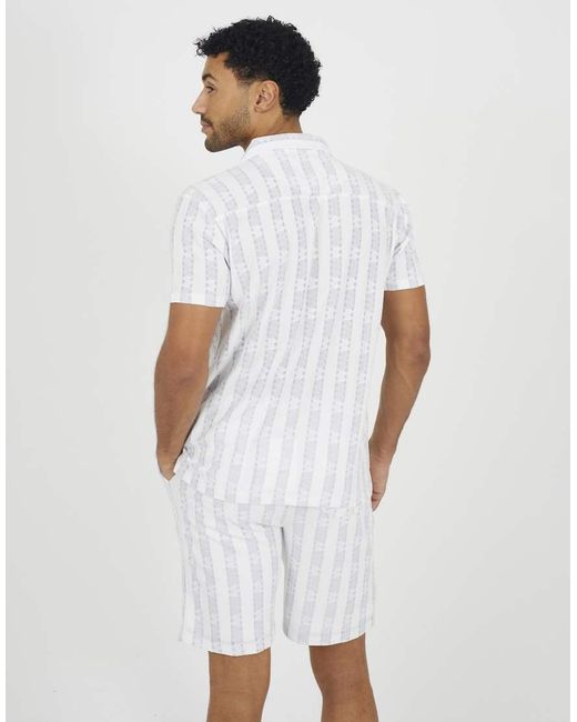 Brave Soul White Graphic Stripe Shorts for men
