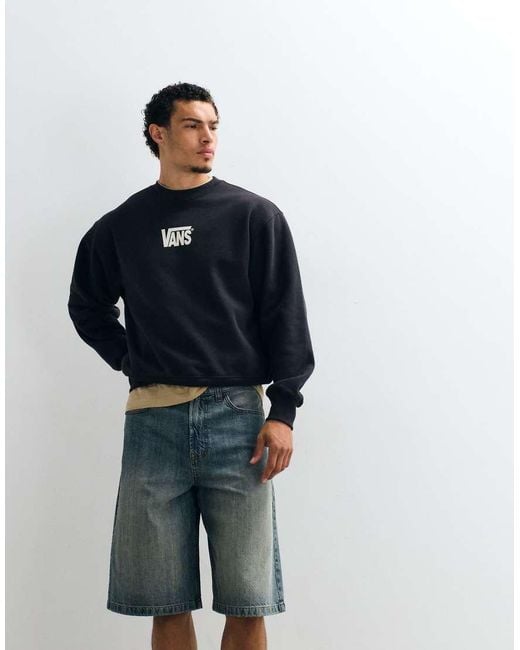 Vans Blue Stretch Logo Crew Sweatshirt for men