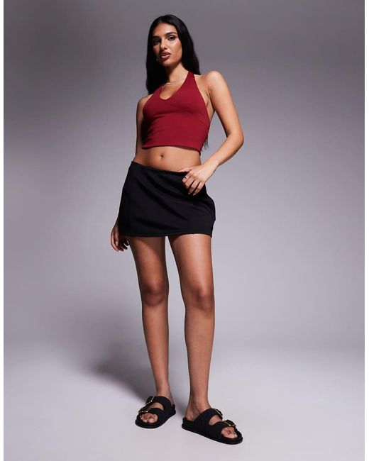 ASOS Red Sculpting Halter Neck Crop Top