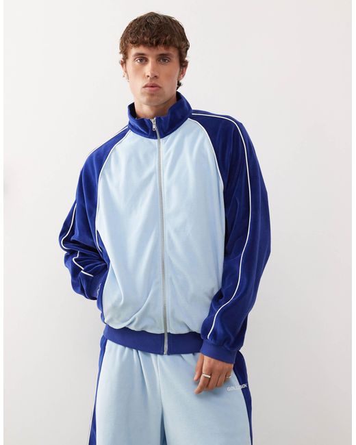 Collusion Blue Velour Panelled Jacket for men