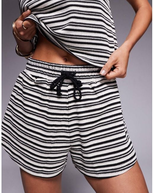 Short d'ensemble à rayures noué à la taille - noir et crème River Island en coloris Gray