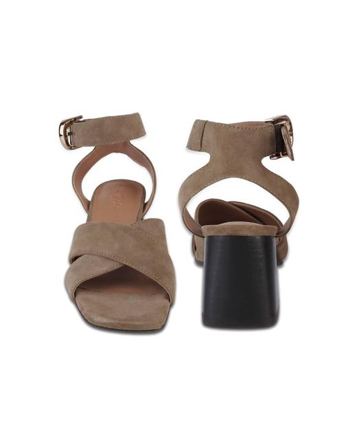 OFF THE HOOK White Ruby Suede Leather Cross Strap Block Heel Sandals