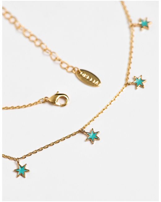Collier en plaqué or avec pendentifs étoile en turquoise Orelia en coloris White