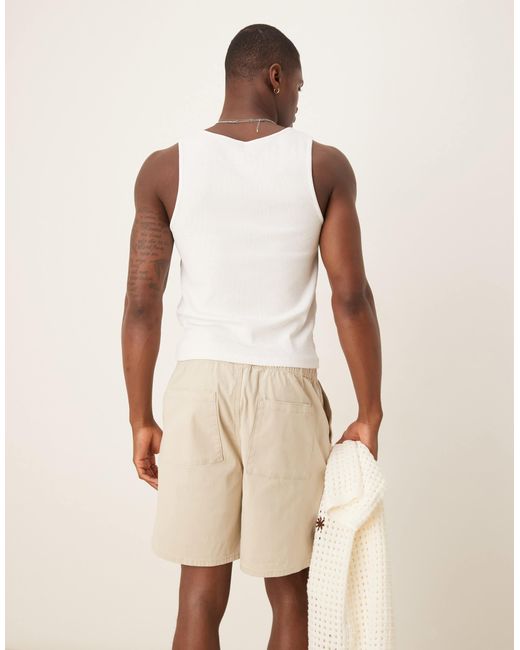 ASOS Natural Regular Length Pull On Loose Shorts for men